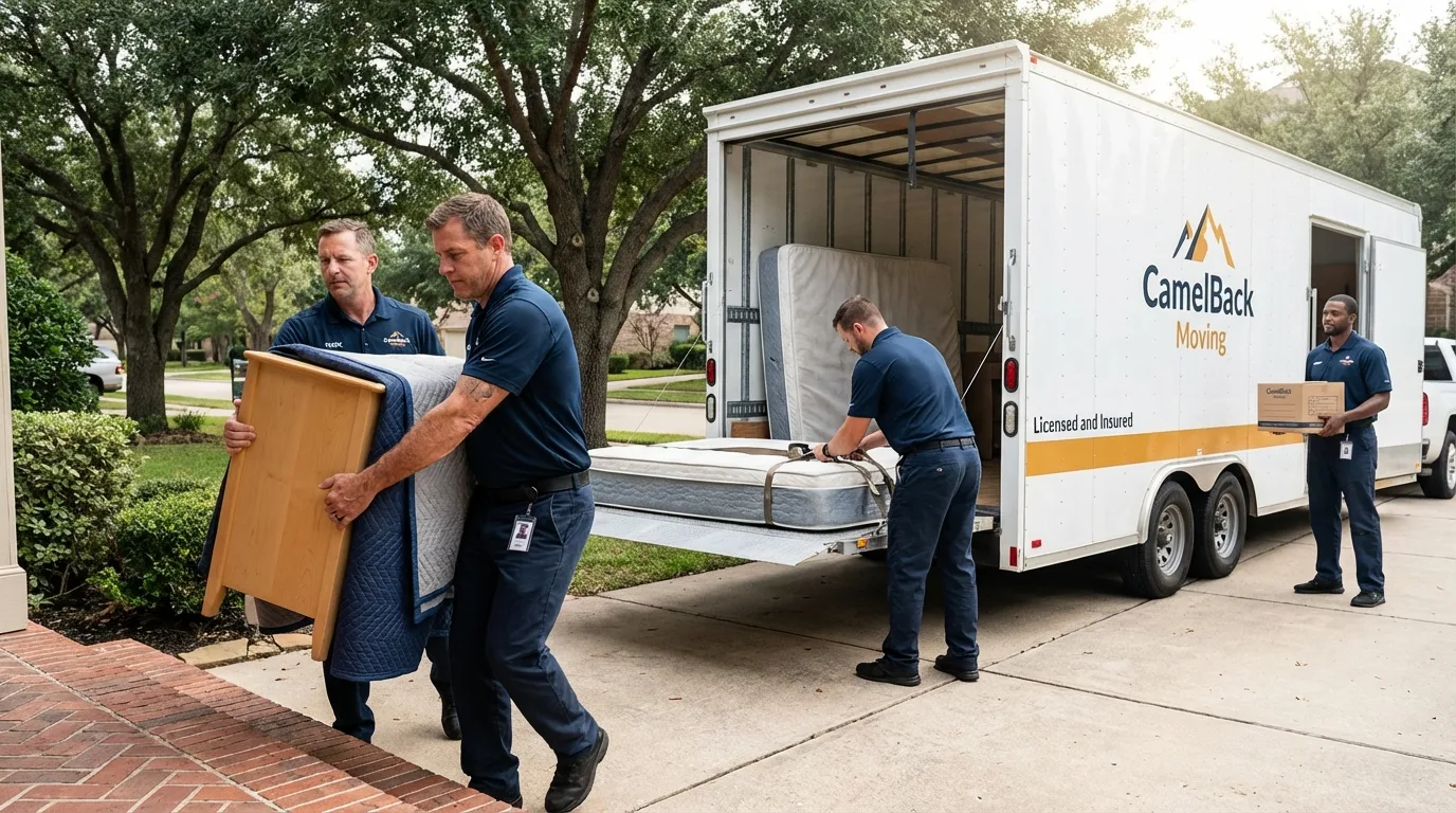 Crew loading residential truck for cross-state move from Harleysville, PA