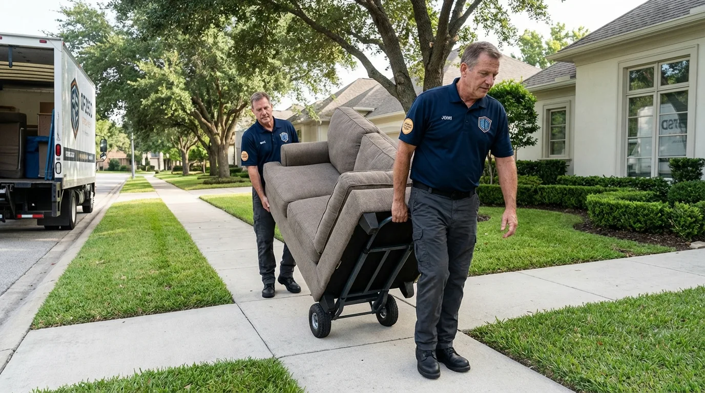 Local residential moving crew loading furniture in Harleysville, PA